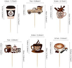 Ercadio 30 Pack Coffee Bar Cupcake Toppers Picks for Coffee Theme Party Decor