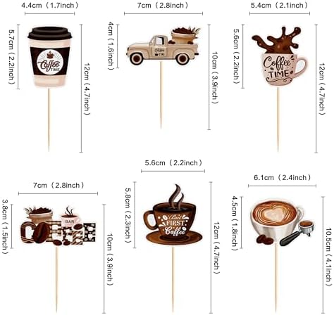 Ercadio 30 Pack Coffee Bar Cupcake Toppers Picks for Coffee Theme Party Decor