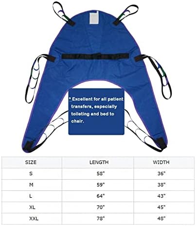 Toileting Hoist Sling,Patient Lift Toileting Sling for Hoist Divided Leg Sling Hoist for Lifting Elderly,Reusable Heavy Duty Transfer Sling for Disabled Elderly Bedridden Patients Blue,XXL