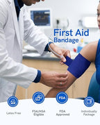 FriCARE Self Adhesive Bandage Wrap, Medical Tape in First Aid Kit, Cohesive Bandages for Wounds Sport Vet, 2 Inches X 5 Yards 6 Rolls, Royal Blue