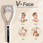 Facial Massager with 3D Roller,Lymphatic Drainage Tool for Face,Arm,Leg and Neck massage - Lymphatic Contour Face Brush Lift & Double Chin Reducer (Pearl white)