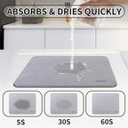 Large Stone Dish Drying Mat - Fast Quick Dry Stone Kitchen Counter Pad - 18 x 14 Inches Diatomaceous Earth - Super-Absorbent Shower Bath Mat