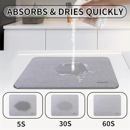 Large Stone Dish Drying Mat - Fast Quick Dry Stone Kitchen Counter Pad - 18 x 14 Inches Diatomaceous Earth - Super-Absorbent Shower Bath Mat