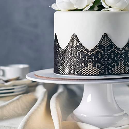 Art-Sweet Premade Cake Lace - Ready to Use Edible Cake Lace Decoration - Sugar Decorations for Cakes - Edible Ribbon - Incl.3 pieces (Black)