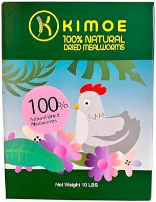 kimoe Non-GMO Bulk Dried Mealworms 10LB Bag for Chickens, Ducks & Wild Birds — 100% Natural High-Protein Feed to Boost Egg Production, Feather Health & Immunity