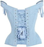 Daisy corsets Women's Daisy Corsets Top Drawer Light Blue Denim Steel Boned Corset W/Straps