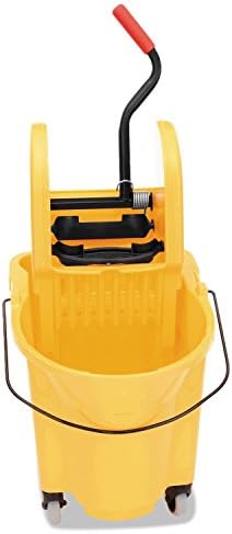 Rubbermaid Commercial Products WaveBrake 35 QT Down-Press Mop Bucket and Wringer Combo on Wheels, Yellow, for Professional/Industrial Heavy-Duty Floor Cleaning