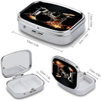 Square Pill Box,Drummer Medicine Pill Case,Two-Compartment Pill Box,Portable Pill Organizer for Purse Or Pocket