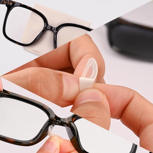 12 Pairs Eyeglass Nose Pads, Adhesive Anti-Slip Nose Pads, Soft Silicone Nose Pad Cushion for Glasses, Eyeglasses, Sunglasses (Black)