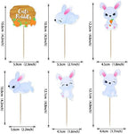 36 Pack Easter Cupcake Toppers Double Sided Cute Rabbit Carrot Easter Bunny Cupcake Picks for Happy Easter Spring Baby Shower Birthday Theme Cupcake Decorations Party Supplies