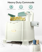 Bedside Commode, Portable Toilet for Adults, Commode Chair for Toilet with Arms, Height Adjustable, 2 Toilets and Induction Night Light, Potty Chair for Elderly and Disabled