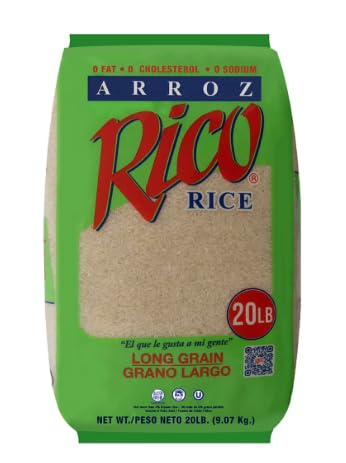 Arroz Rico Long Grain White Rice, 20 lbs, Heavy Duty Plastic Bag