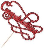 Congratulations Cake Topper,Congratulations 2026 Graduation Cake Topper,Graduation, Wedding, Retirement, Birthday, Anniversary, Celebration Party Decorations Supplies (Black Red)
