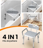 Shower Chair for Inside Shower [Military Grade] [500 lbs Heavy Duty] Shower Seat with Arms and Back for Bathtub, [FSA/HSA Eligible] Height Adjustable Safety Bath Seat for Elderly and Disabled, Adults