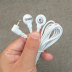 TENS Unit Wires Replacement Cords: 1.5m TENSSO 3pcs Cable Lead Replacements with DC 2.5mm Mini Plug to 2 Snap Connectors for Electrode eStim Pads - White 5ft