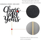 49 Black Glitter Happy 49th Birthday Cake Topper, Cheers to 49 Years Party Cake Topper Decorations, Supplies