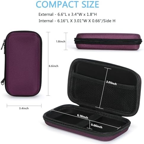 Hard EVA Carrying Case - GLCON Protective Electronic EVA Storage Case for Power Bank, Charger, Earbuds, Cell Phone, Battery - Portable Small Travel Bag with Mesh Inner Pocket + Zipper Enclosure