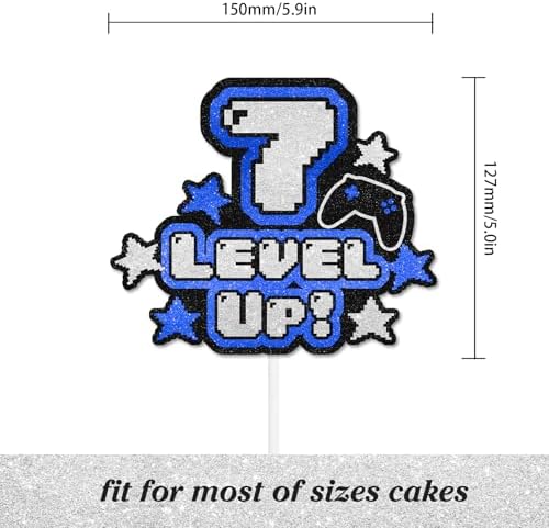 Game Cake Topper 7th Level Happy Birthday Game Controller, Unlocked Decoration, Gamer Birthday Party for Boy and Girl, Game Theme Party, Anniversary Party Decoration, Birthday Gift for. LIANGSS