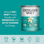 Designer Wellness, Designer Whey, Natural Whey Protein Powder with Probiotics, Fiber, and Key B-Vitamins for Energy, Gluten-Free, French Vanilla, 12oz