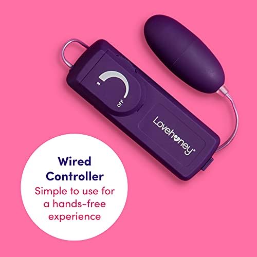 Lovehoney Wickedly Powerful Vibrating Egg for Women - Smooth 2.5 Inch Multispeed Bullet Vibrator - 31 Inch Wired Remote Control Love Egg for Couples - Purple