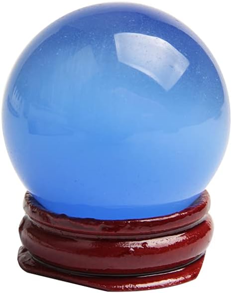 Acxico 1 pcs Natural Quartz Blue Cat Eye Crystal Healing Ball Sphere 4cm