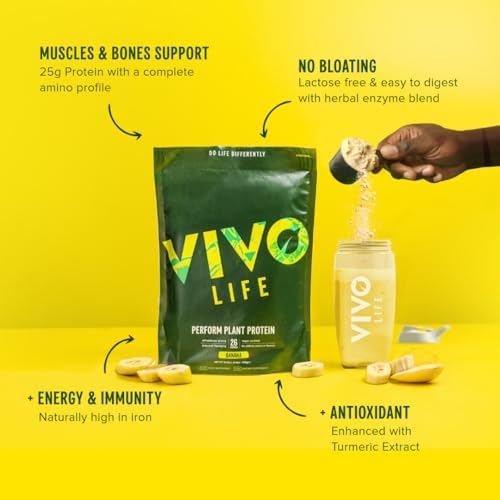 Vivo life Perform Plant Protein Powder - Pea & Hemp Protein Blend with BCAA (34.85 oz, Vanilla)