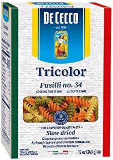 De Cecco Tri-Color Pasta, Fusilli No.34, 12 Ounce
