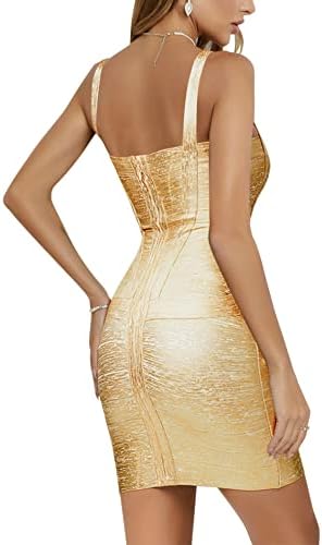 Madam Uniq Women's Rayon Bandage Dresses Bodycon Strap Mini Club Dress