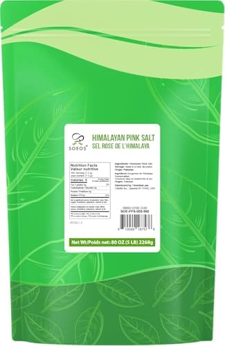 Soeos Himalayan Pink Salt, Fine Grain, 5 Lbs, Pink Himalayan Sea Salt, Salt for Grinder Refill