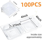 Evnlo 100 Count Clear Plastic Containers with Lids for Food, Thickened Disposable Sandwich Containers Clamshell Boxes for Cake Slice, Dessert, Hamburger, Salad, Pastry, Fruits, Takeout Tray