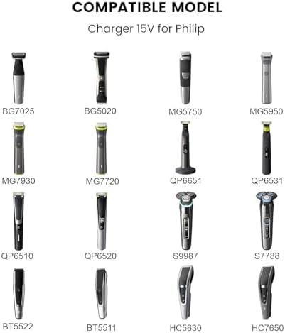 Newding15V HQ8505 Adapter Charger Compatible with Philips Electric Shaver Razor Series 3000 5000 6000 7000 9000 (Older Shaver), Beard Trimmer Multigroom for Type-C Converter, 1PC