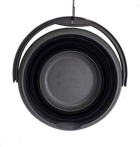 SAMMART Set of 2-5L (1.32Gallon) Collapsible Fishing Bucke - Foldable Round Tub - Portable Plastic Water Pail - Space Saving Outdoor Waterpot(2, Grey/Black)