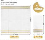 100 Pcs White and Gold napkins, Dinner Paper Napkins Disposable Hand Towels for Bathroom, Soft, Absorbent, Gold Party Wedding Napkins for Kitchen, Parties, Dinners or Events (Yellow, 100)