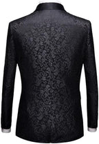 Mens Tuxedo Black Floral 2 Piece for Prom Wedding Party Suit Jacket Pants Slim Fit Shawl Lapel
