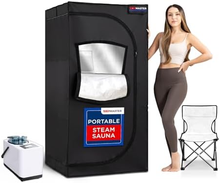 TopMaster Portable Sauna Steam Tent - Full Size Home Personal Sauna Box with 3-Liter 1000W Generator, Includes Folding Chair, 9 Heat Levels