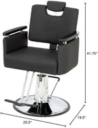 Buy-Rite Carlton Reclining All-Purpose Salon Chair, Professional Hydraulic Styling Chair for Hair, Barber, Shampoo, Threading, Waxing, Adjustable Headrest, 550 lb Lift, Black, YLG-166