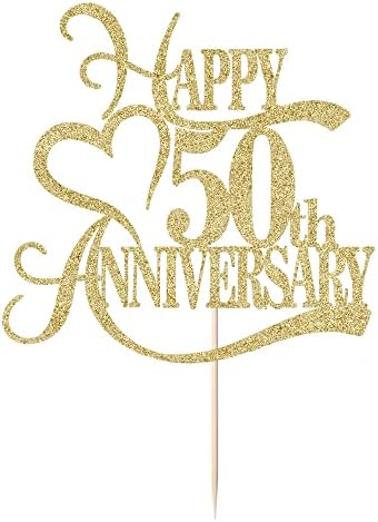 Gold Glitter 50th Anniversary Cake Topper - Wedding Party Decoration Ideas, Anniversary / Birthday Party Decorations (50)