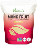 Durelife Golden Monk Fruit Sweetener, 1:1 Sugar Replacement, Keto Diet Friendly, Zero Calorie, Kosher Sugar Substitute Crystal, Golden - 5 lb Bulk Size (Packaging May Vary)