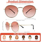 Full Reader Sunglasses Women Men, Mens Womens Reading Sun Glasses Metal Round BLue Pink Yellow Lens NON BIFOCAL, Gold Frame Clear Pink Lenses, 2.50