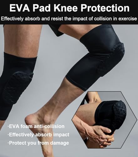 SUJAYU 2 Pack Knee Compression Sleeves Men Women, EVA Honeycomb Light Compression Leg Sleeves, Wrestling Knee Sleeve Volleyball Knee Sleeve Basketball knee Sleeve (Black, XX-Large)