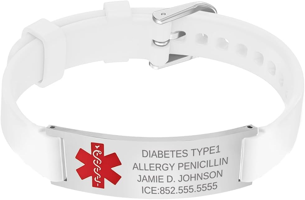 Personalized Medic Gifts, Custom Medical ID Bracelet, Medical Alert Bracelet, Engraved Medical Emergency Bracelet, Stainless Steel Medical Bracelet, Silicone Medical Bracelet, Medical Jewelry, 6-7.5in