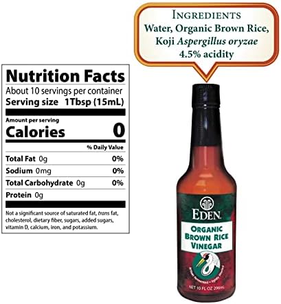 Eden Organic Brown Rice Vinegar, 10 fl oz Amber Glass, Imported