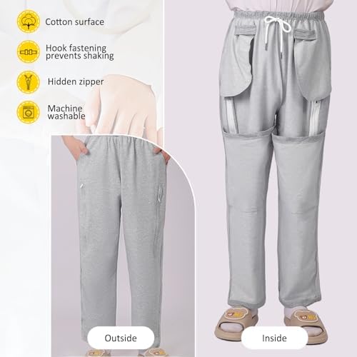 Catheter Pants for Elderly/Patient, Catheter Pants Compatible with Foley, Nephrostomy, Suprapubic & Biliary Catheters