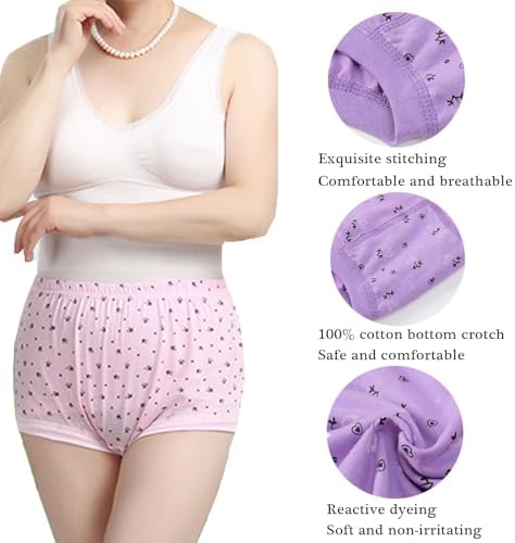 5Pcs Seniors Women Underwear 100% Cotton Briefs For Medium Elderly Ladies Plus Size Panties Full Coverage Panty
