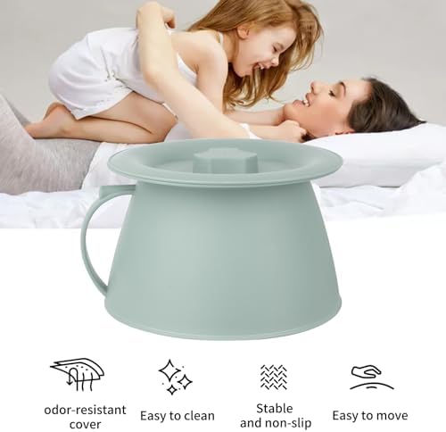 Chamber Pot Bedpan Urinal Bottle Urine Pots Potty Pee Bucket Bedside Urinal with Lids to Prevent Odors, Suitable for Kids, Women and Men (Green)