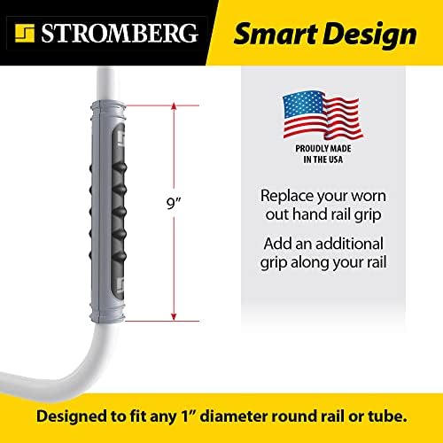 Stromberg Carlson Lend-A-Hand AM-01 Dura Grip RV Handle Replacement – Rubber Rail Cover for 1" Diameter Step Handles, Easy to Install Grab Bar Wrap for Entry Assistance – 9"L, Gray & Black