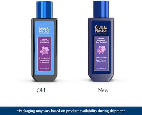 Blue Nectar Kumkumadi Body Oil for Glowing Skin | Moisturizing Oil for Dry Skin with Relaxing Aroma | Plant Based Body Oil for Women & Men (12 Herbs, 3.4 fl oz)