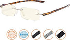 CessBlu Computer Reading Glasses for Men Women Blue Light Filter Anti Glare UV Ray Protection Rimless Reader Eyeglasses