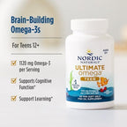 Nordic Naturals Ultimate Omega 2X Teen, Strawberry - 60 Mini Soft Gels - 1120 mg Total Omega-3s with EPA & DHA - Brain Health, Positive Mood, Social Development, Learning - Non-GMO - 30 Servings