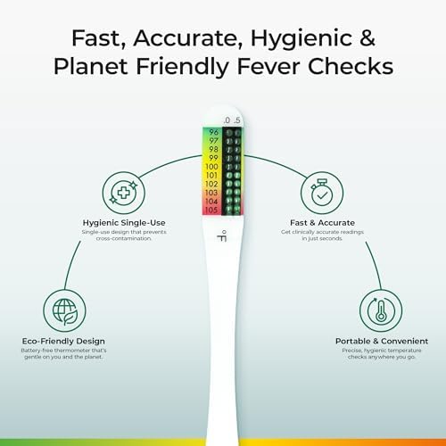NexTemp Go Disposable Thermometer (12-Pack, Fahrenheit) — Oral Thermometer for Adults, Single Use, Battery Free, Hygienic, Accurate Readings in 10 Seconds, for Home & Travel